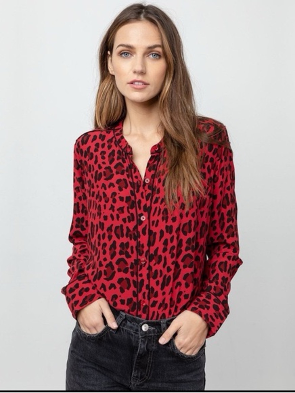 RAILS Lillian Red Leopard Button Down Shirt